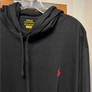 XXL Polo Ralph Lauren Mens Hooded T-Shirt Pony Logo knit Long Sleeve Black